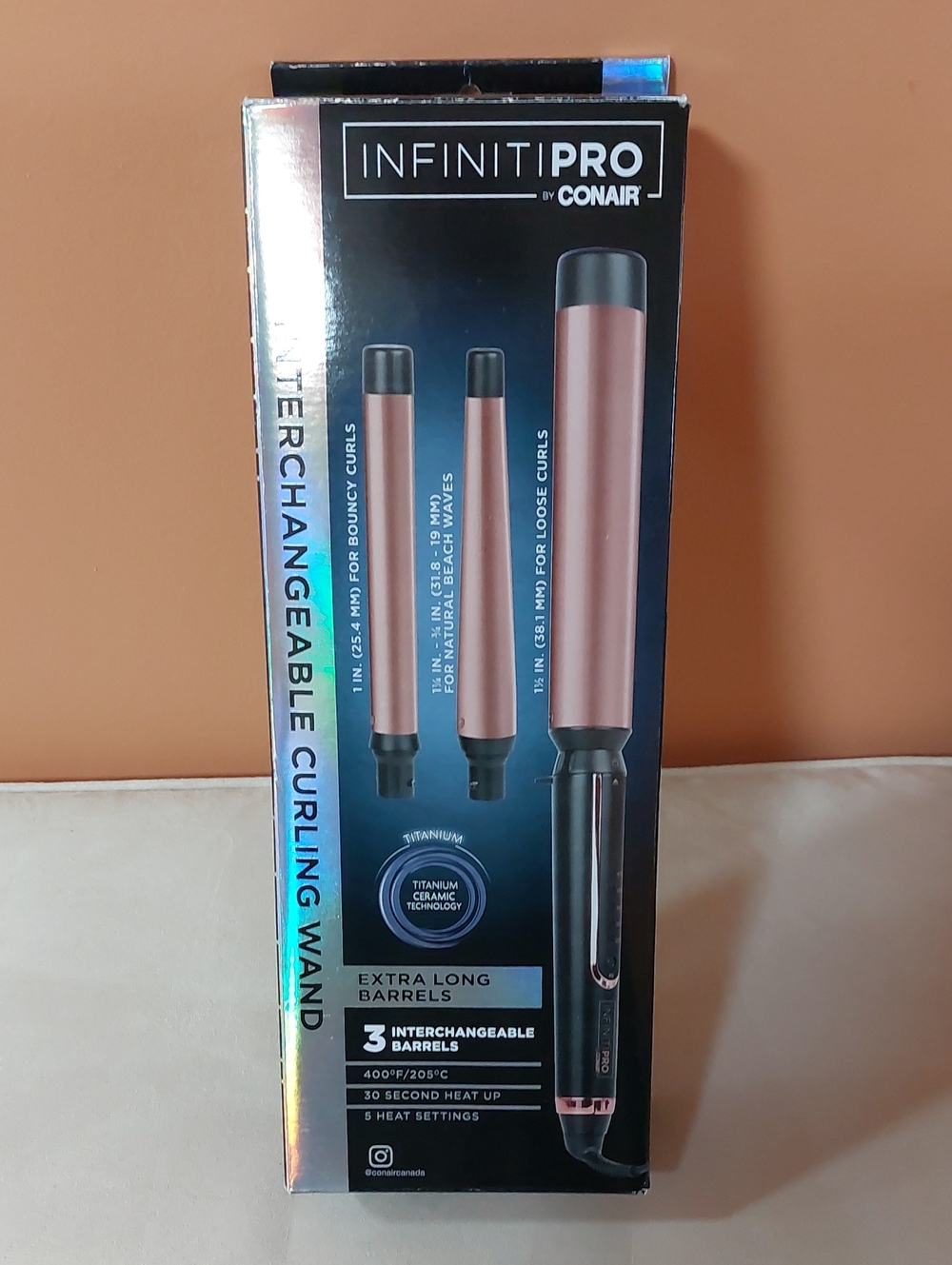 NEW InfinitiPRO by Conair Interchangeable Curling Wand - Rose Gold